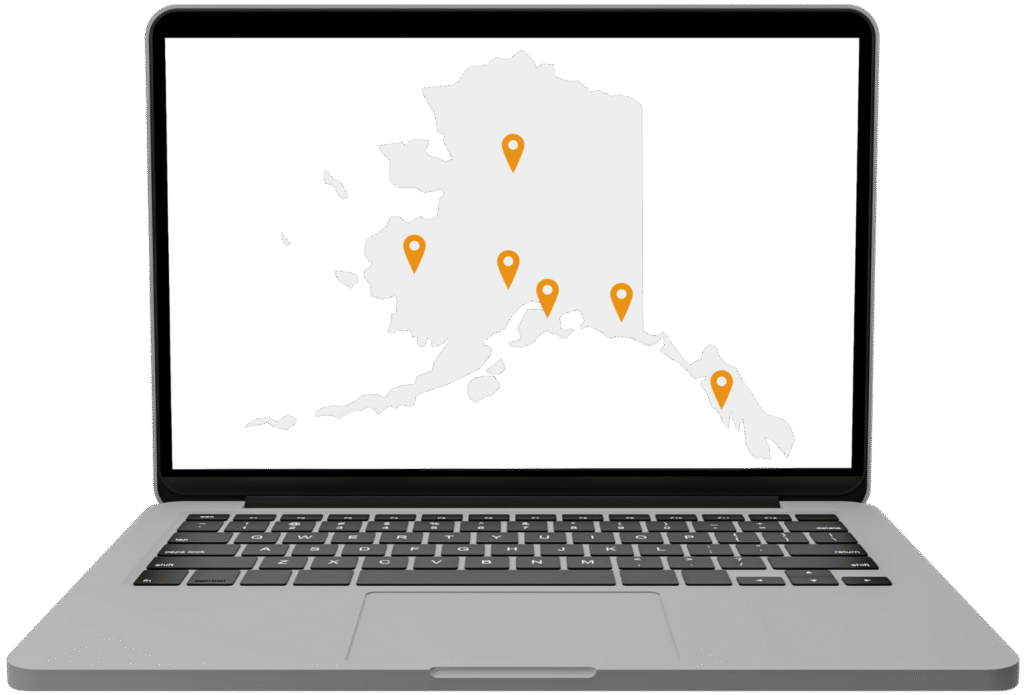 Alaska Map on computer screen