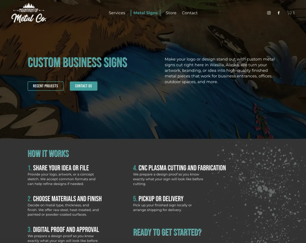 Mountaintop Metal Co website preview