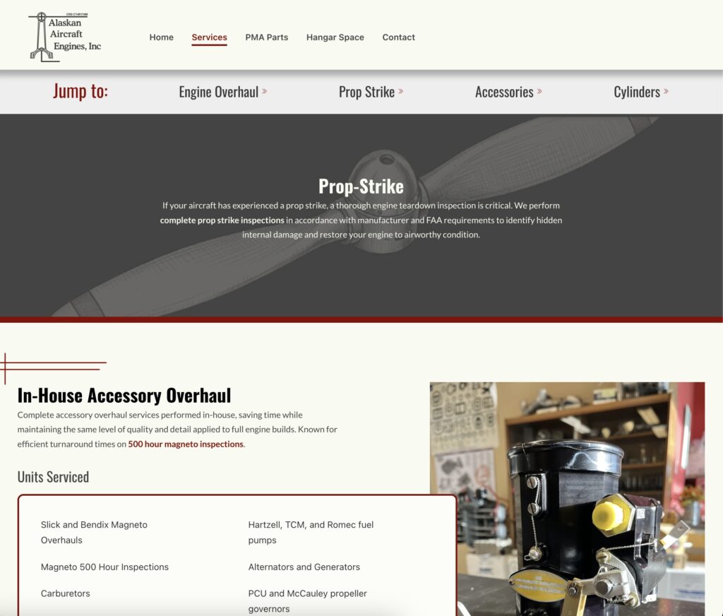 Alaskan Aircraft Engines webpage