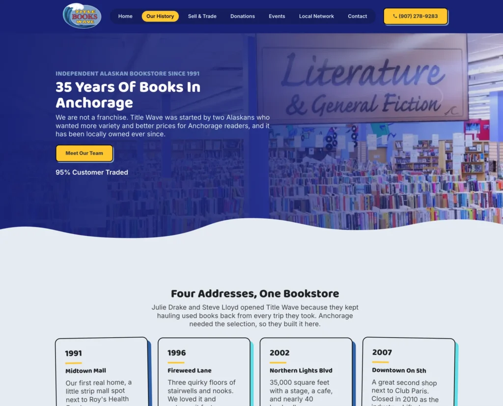 Title Wave Books website desktop preview